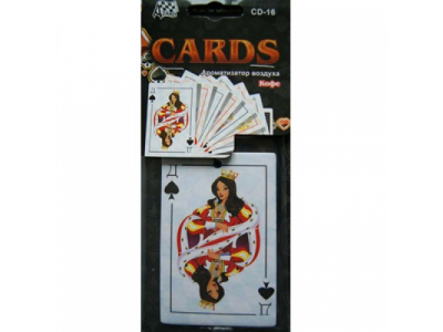 Ароматизатор воздуха подвесной картонный AZARD "Игральные карты Дама Пик" Кофе