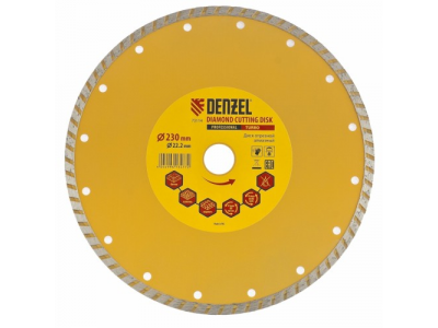 Диск алмазный отрезной Turbo, 230 х 22,2 мм., сухая резка DENZEL