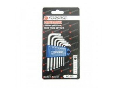 Набор ключей торкс Г-образных 7пр. (Т10,Т15,Т20,Т25,Т27,Т30,Т40)в пластиковом держателе